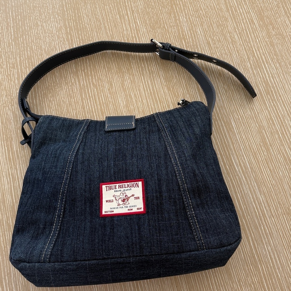 True Religion Horseshoe Dark Blue Denim Hobo Shoulder Women's Bag - Picture 11 of 16